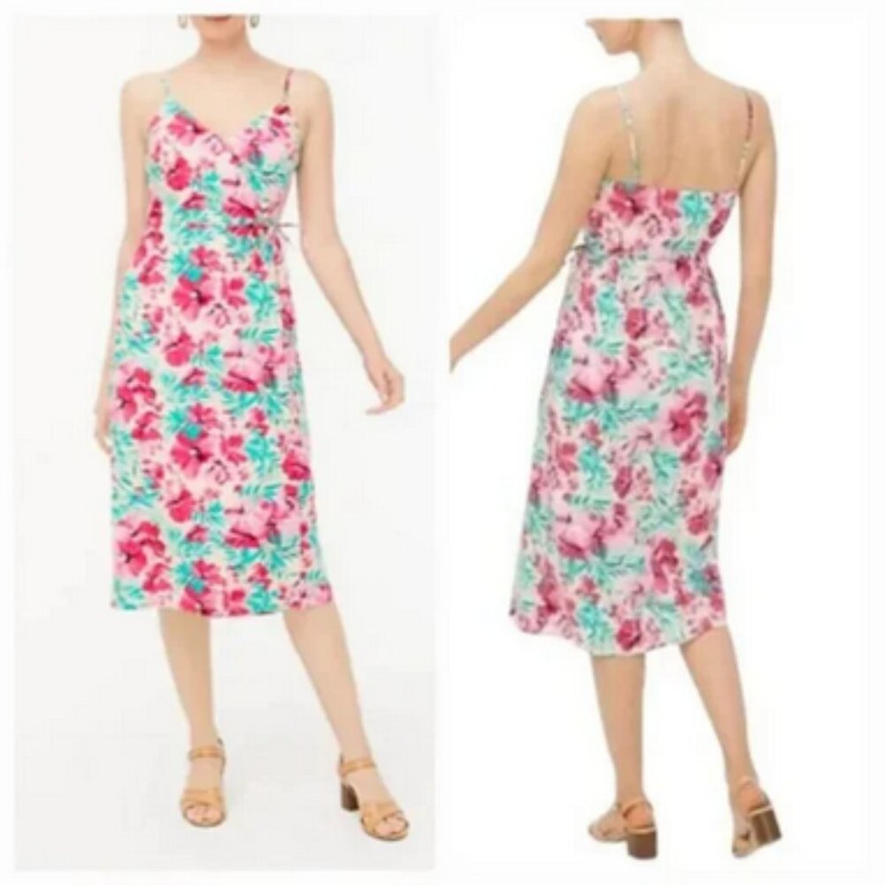 NWT J. Crew Cotton Floral Wrap Dress Size 8